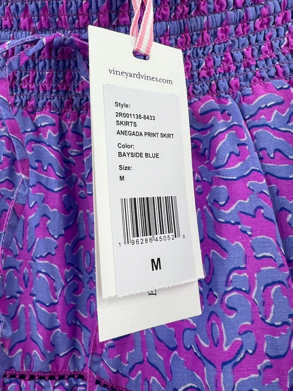 Vineyard Vines NWT Anegada Block Print Tiered Skirt in Bayside Blue size Medium